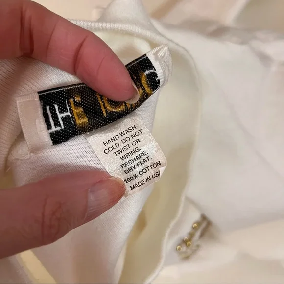 Vintage 1980 Icing Oversized Cream Gold Crown Embellished mock neck sweater - Picture 11 of 17